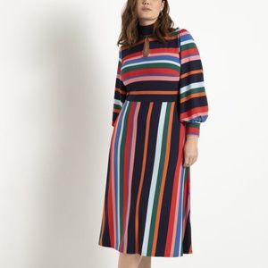 ELOQUII A-Line Striped Dress with Puff Sleeves, Brand New, Size 26